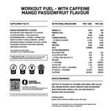Mango Passionfruit workout fuel nutritional label
