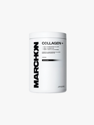 White container of Marchon Collagen+ on a white background