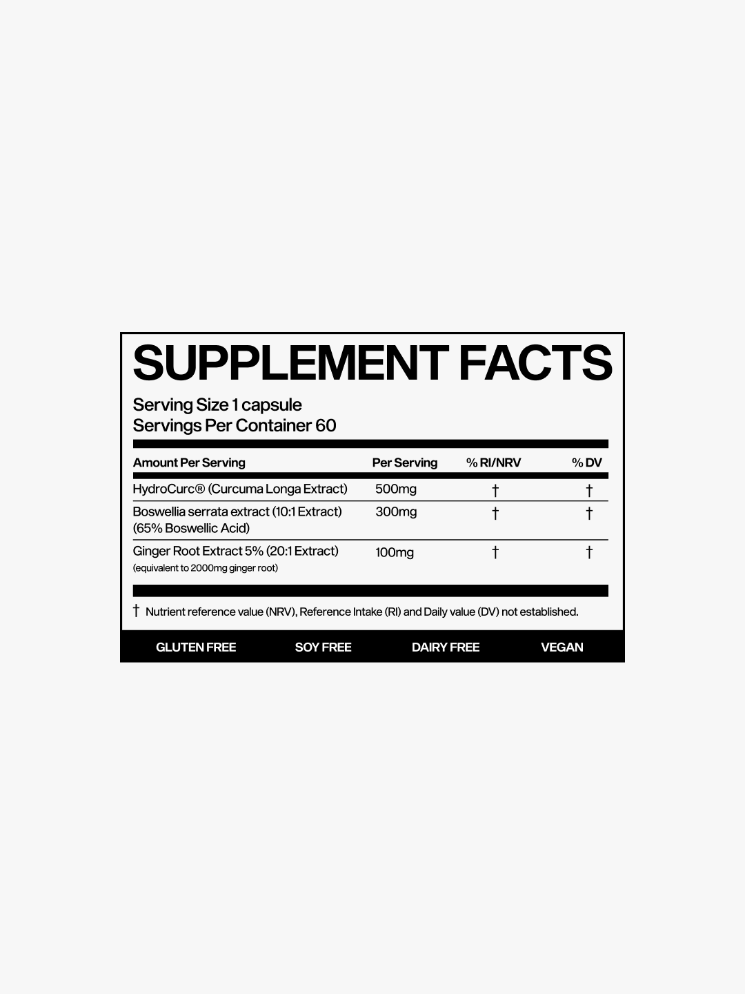 Supplement facts label on a white background
