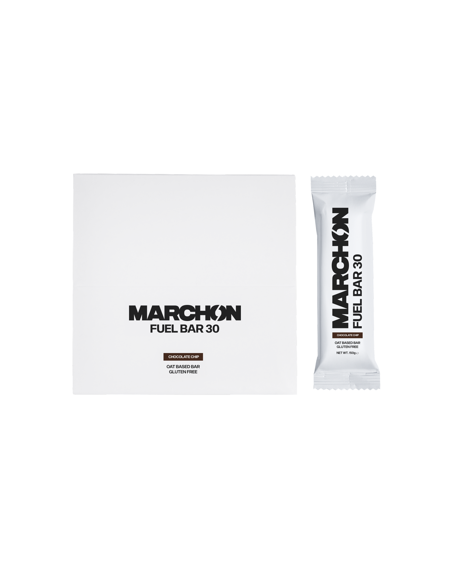 Image of the box of MARCHON's natural oat energy bar, the Fuel Bar 30