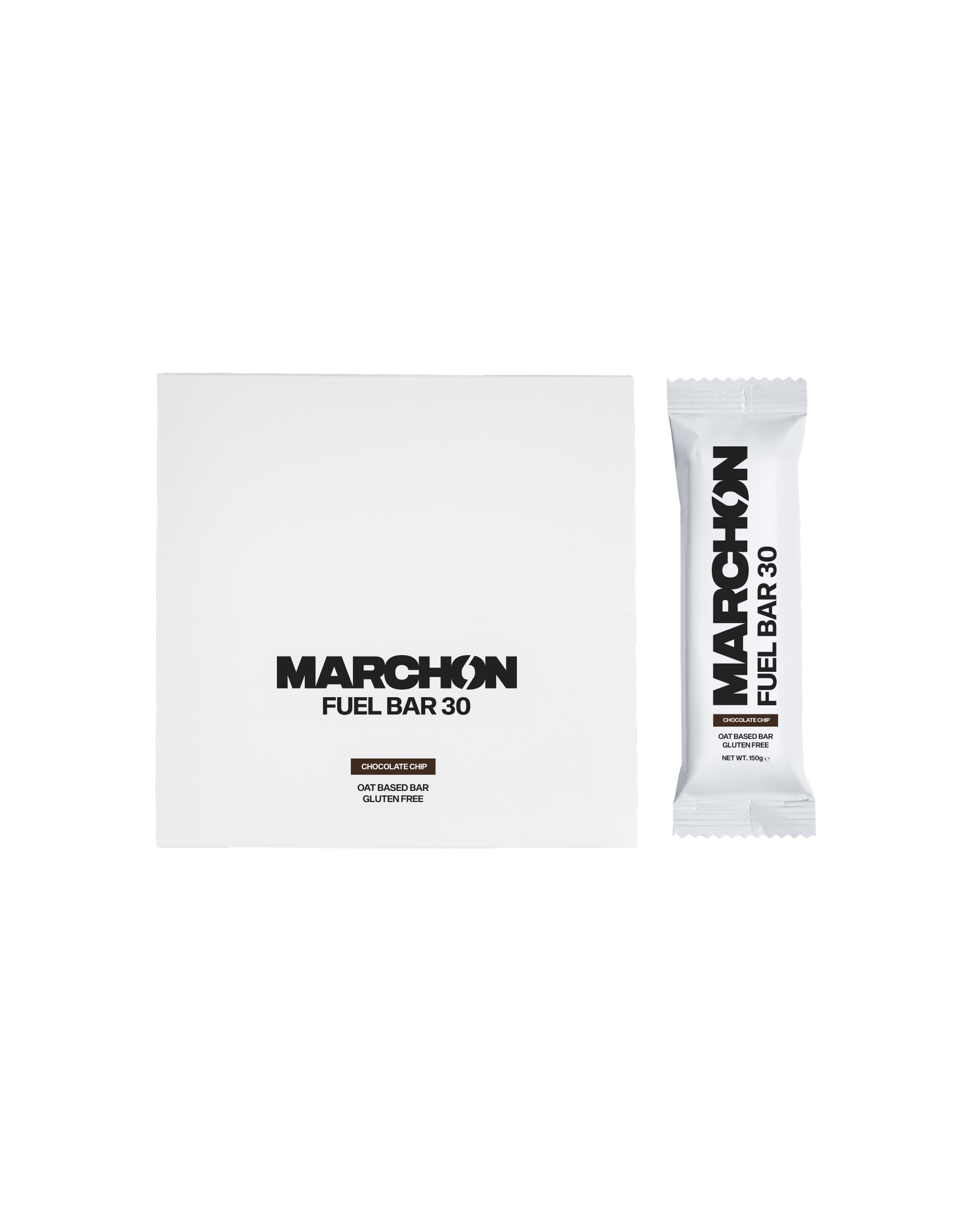 Image of the box of MARCHON's natural oat energy bar, the Fuel Bar 30