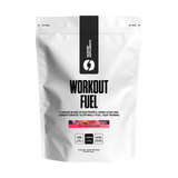 A white packet of the pink lemonade Workout Fuel supplement.