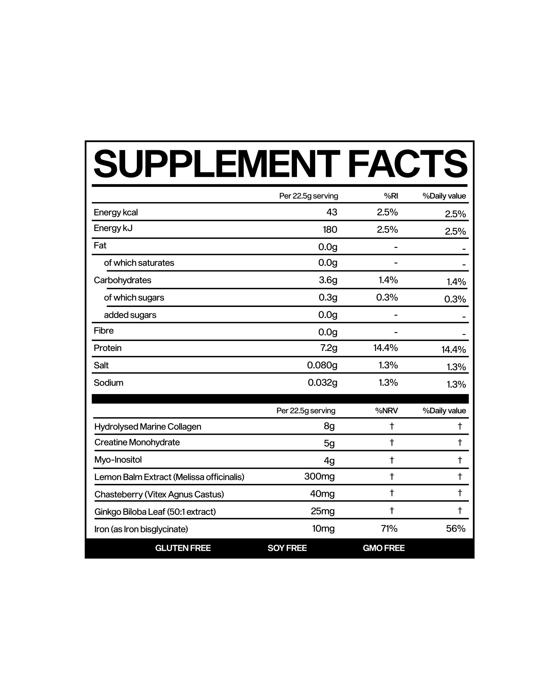 Womens supplements facts on the nutritional label.